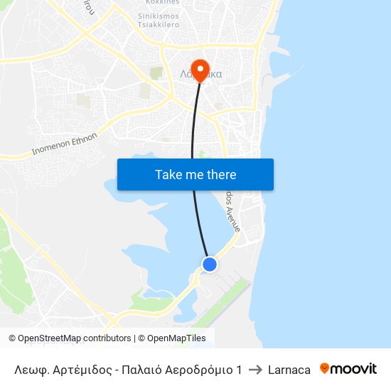 Λεωφ. Αρτέμιδος - Παλαιό Αεροδρόμιο 1 to Larnaca map