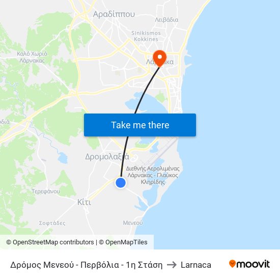 Δρόμος Μενεού - Περβόλια - 1η Στάση to Larnaca map