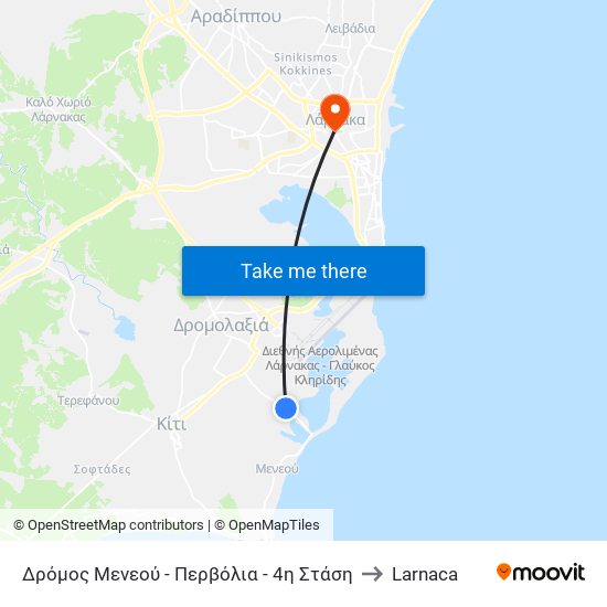 Δρόμος Μενεού - Περβόλια - 4η Στάση to Larnaca map