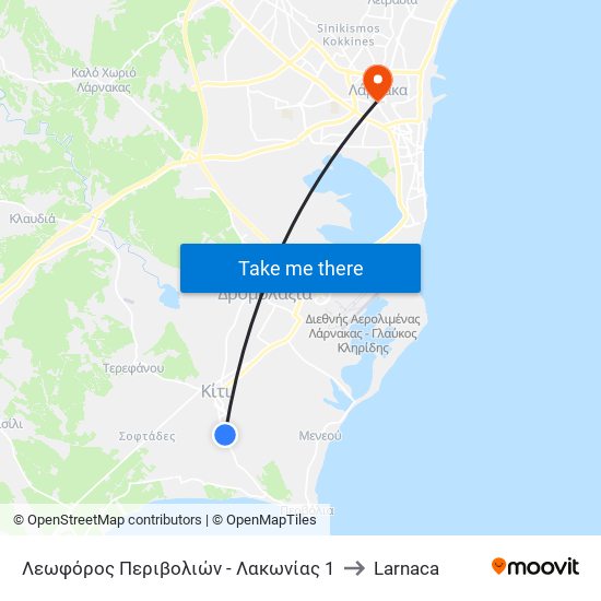 Λεωφόρος Περιβολιών - Λακωνίας 1 to Larnaca map