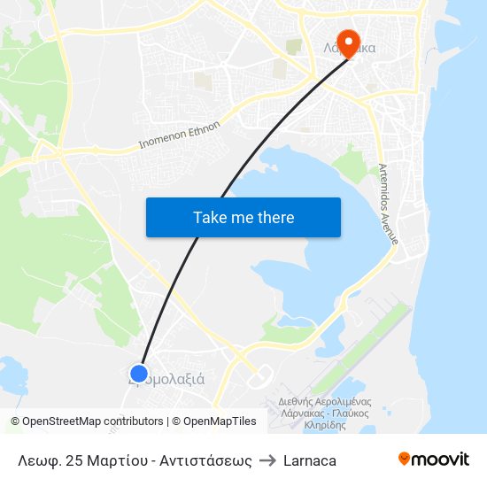 Λεωφ. 25 Μαρτίου - Αντιστάσεως to Larnaca map