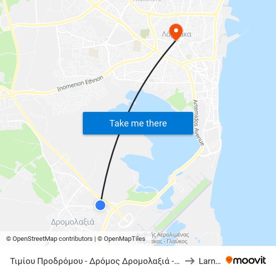 Τιμίου Προδρόμου - Δρόμος Δρομολαξιά - Αεροδρόμιο 2 to Larnaca map