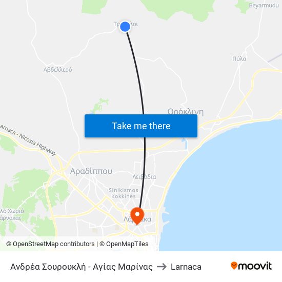Ανδρέα Σουρουκλή - Αγίας Μαρίνας to Larnaca map