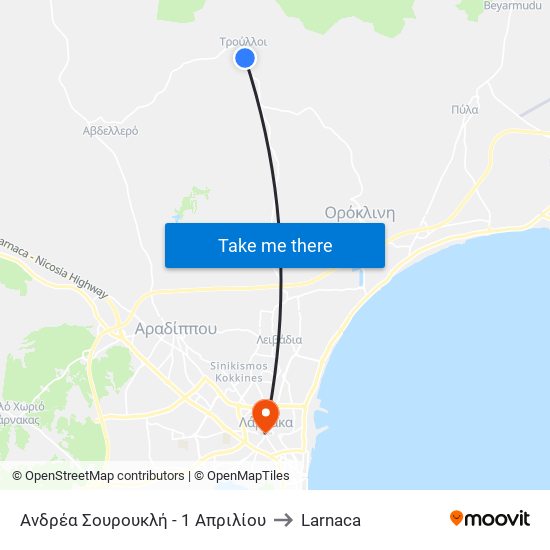 Ανδρέα Σουρουκλή - 1 Απριλίου to Larnaca map