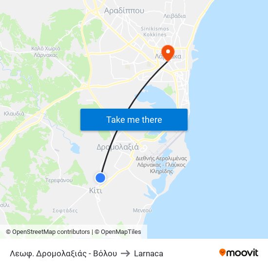Λεωφ. Δρομολαξιάς - Βόλου to Larnaca map