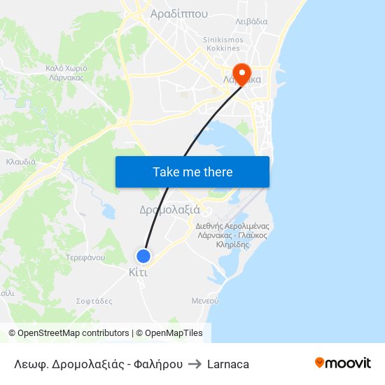 Λεωφ. Δρομολαξιάς - Φαλήρου to Larnaca map