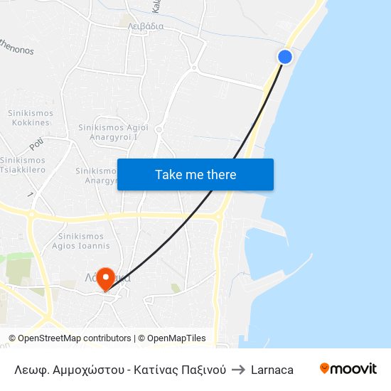Λεωφ. Αμμοχώστου - Κατίνας Παξινού to Larnaca map