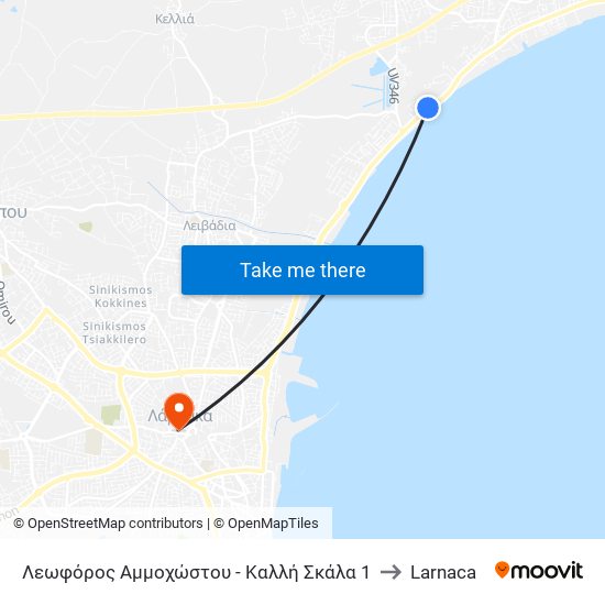 Λεωφόρος Αμμοχώστου - Καλλή Σκάλα 1 to Larnaca map