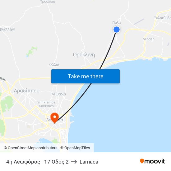 4η Λεωφόρος - 17 Οδός 2 to Larnaca map