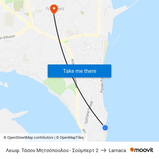 Λεωφ. Τάσου Μητσόπουλου - Σούμπερτ 2 to Larnaca map