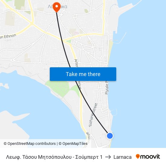 Λεωφ. Τάσου Μητσόπουλου - Σούμπερτ 1 to Larnaca map