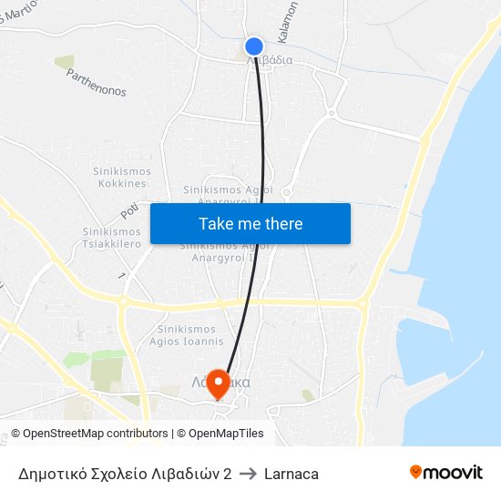 Δημοτικό Σχολείο Λιβαδιών 2 to Larnaca map