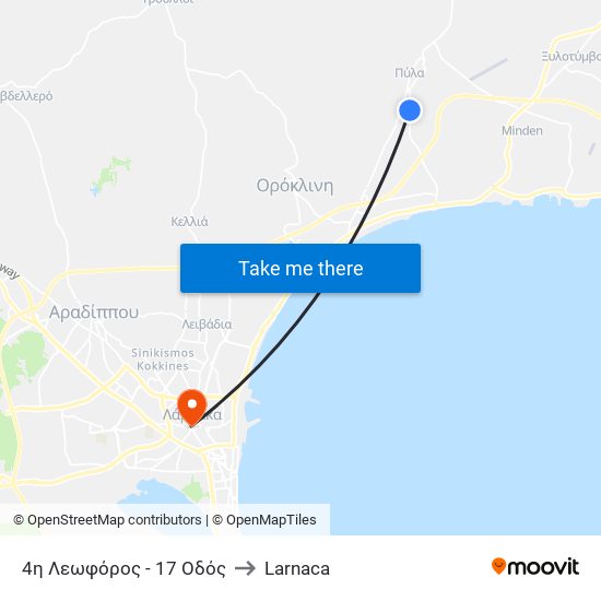 4η Λεωφόρος - 17 Οδός to Larnaca map