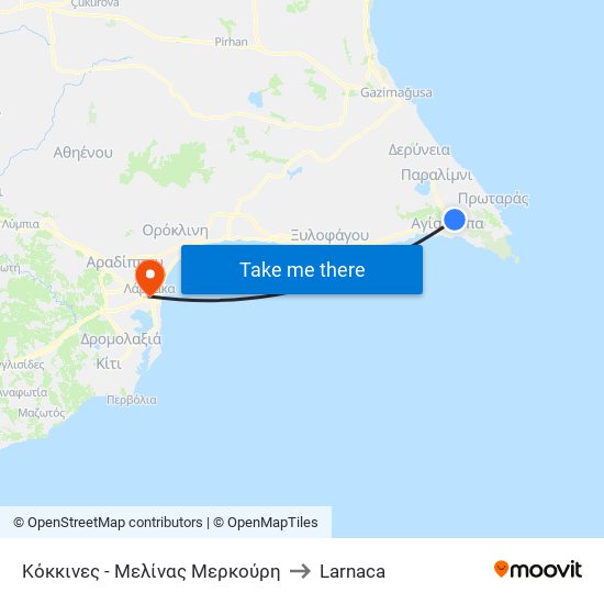 Κόκκινες - Μελίνας Μερκούρη to Larnaca map