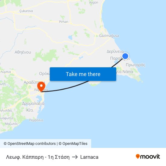 Λεωφ. Κάππαρη - 1η Στάση to Larnaca map