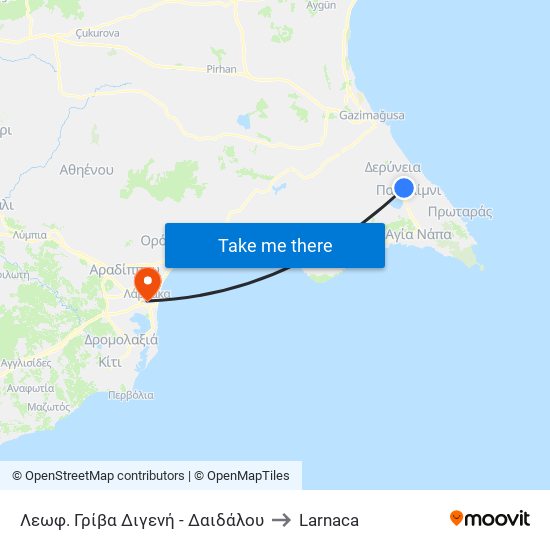 Λεωφ. Γρίβα Διγενή - Δαιδάλου to Larnaca map