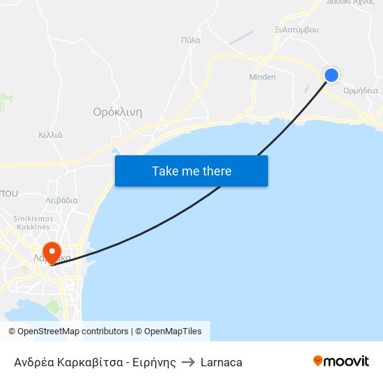 Ανδρέα Καρκαβίτσα - Ειρήνης to Larnaca map