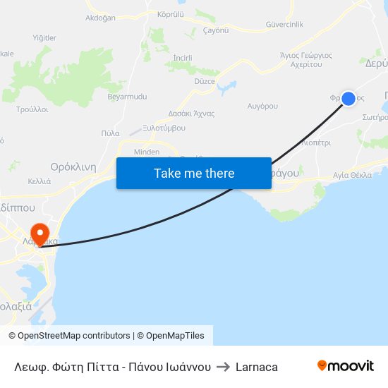 Λεωφ. Φώτη Πίττα - Πάνου Ιωάννου to Larnaca map