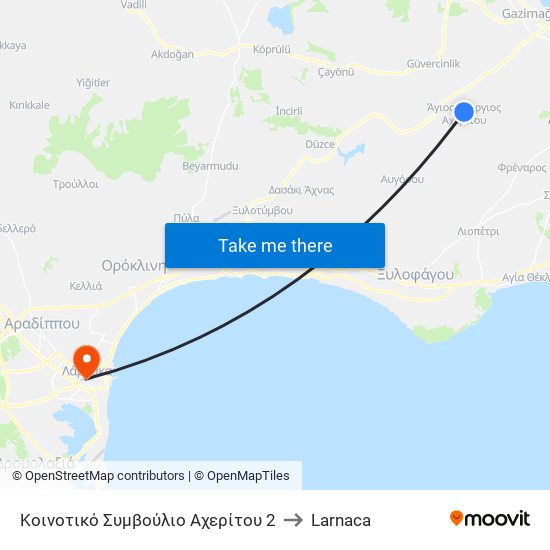 Κοινοτικό Συμβούλιο Αχερίτου 2 to Larnaca map