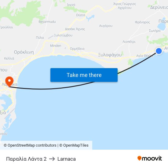 Παραλία Λάντα 2 to Larnaca map
