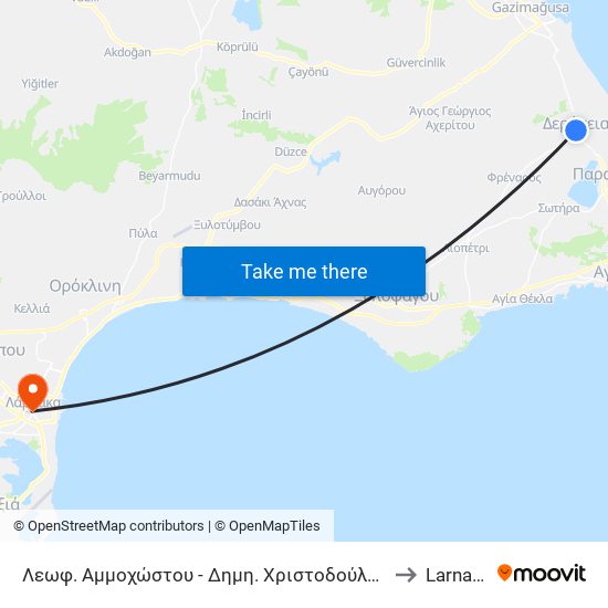 Λεωφ. Αμμοχώστου - Δημη. Χριστοδούλου 1 to Larnaca map