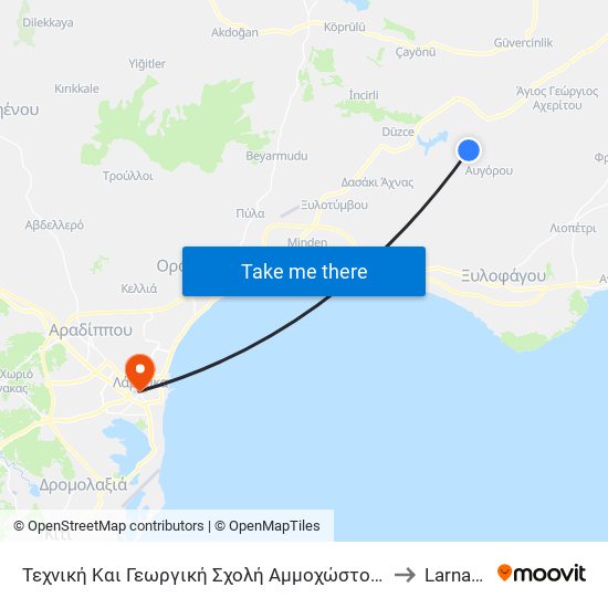 Τεχνική Και Γεωργική Σχολή Αμμοχώστου 2 to Larnaca map