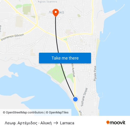 Λεωφ. Αρτέμιδος - Αλυκή to Larnaca map