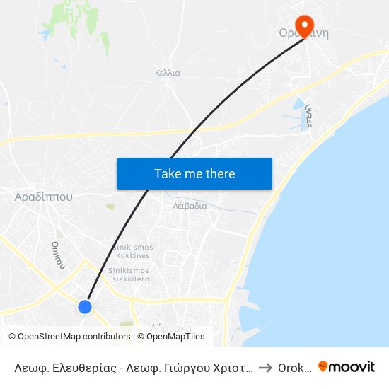 Λεωφ. Ελευθερίας - Λεωφ. Γιώργου Χριστοδουλίδη to Oroklini map