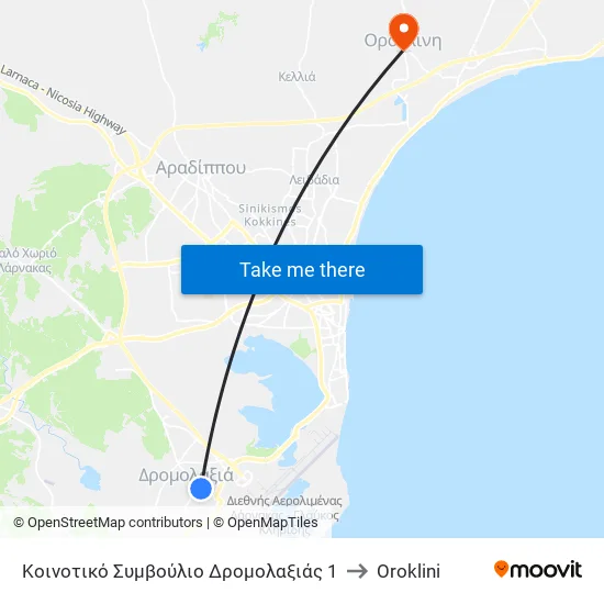 Κοινοτικό Συμβούλιο Δρομολαξιάς 1 to Oroklini map