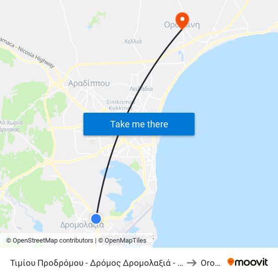 Τιμίου Προδρόμου - Δρόμος Δρομολαξιά - Αεροδρόμιο 1 to Oroklini map