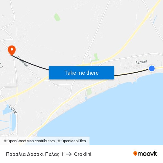 Παραλία Δασάκι Πύλας 1 to Oroklini map