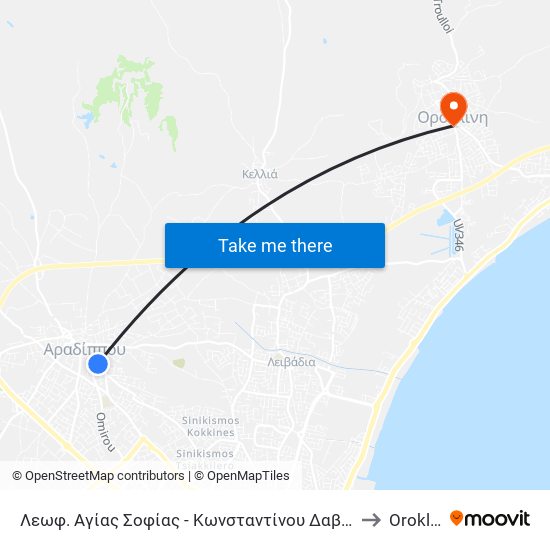 Λεωφ. Αγίας Σοφίας - Κωνσταντίνου Δαβάκη 1 to Oroklini map