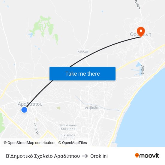 Β'Δημοτικό Σχολείο Αραδίππου to Oroklini map