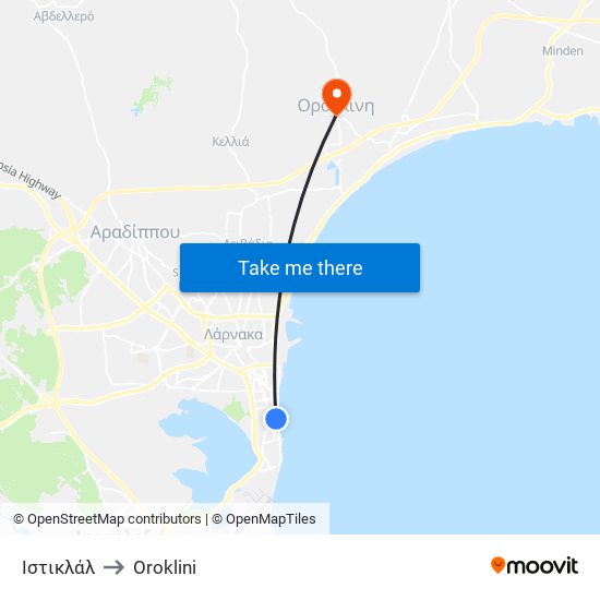 Ιστικλάλ to Oroklini map