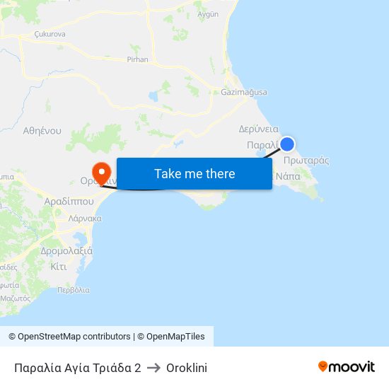 Παραλία Αγία Τριάδα 2 to Oroklini map