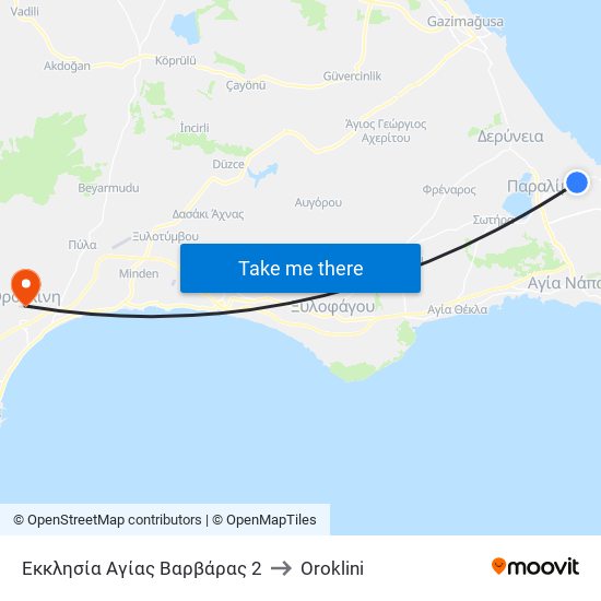 Εκκλησία Αγίας Βαρβάρας 2 to Oroklini map