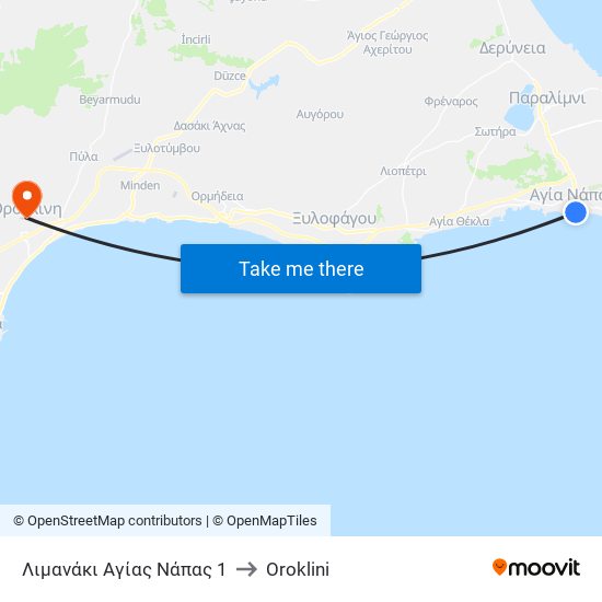 Λιμανάκι Αγίας Νάπας 1 to Oroklini map
