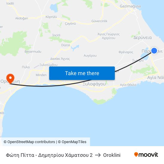 Φώτη Πίττα - Δημητρίου Χάματσου 2 to Oroklini map