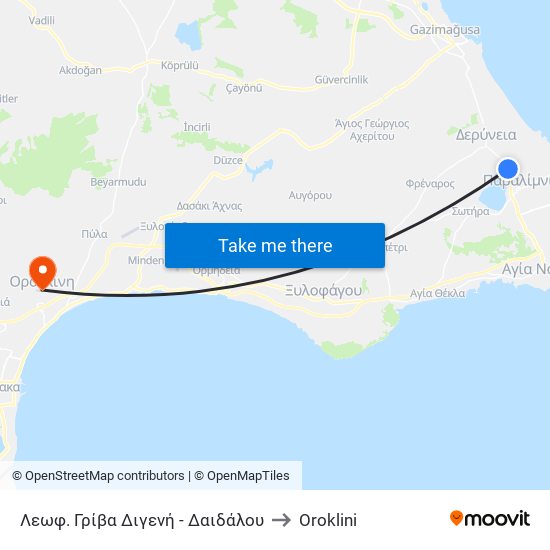 Λεωφ. Γρίβα Διγενή - Δαιδάλου to Oroklini map