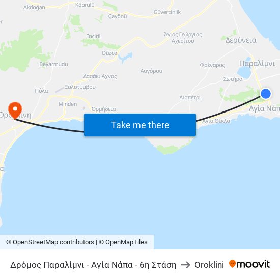 Δρόμος Παραλίμνι - Αγία Νάπα - 6η Στάση to Oroklini map