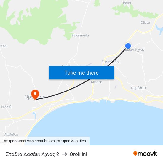 Στάδιο Δασάκι Άχνας 2 to Oroklini map