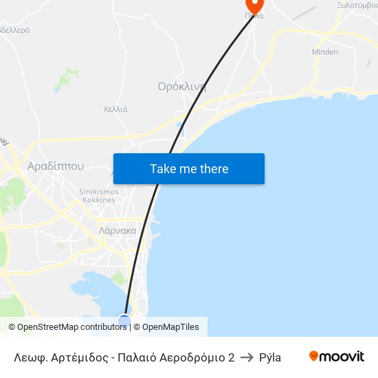 Λεωφ. Αρτέμιδος - Παλαιό Αεροδρόμιο 2 to Pýla map