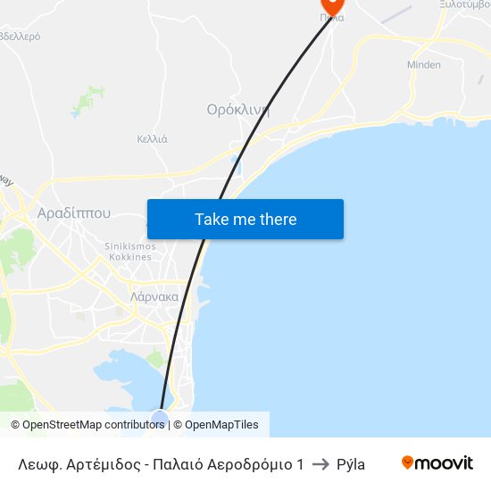 Λεωφ. Αρτέμιδος - Παλαιό Αεροδρόμιο 1 to Pýla map