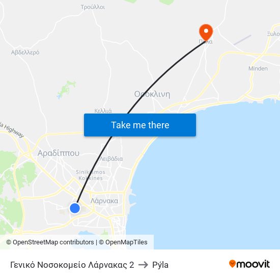 Γενικό Νοσοκομείο Λάρνακας 2 to Pýla map