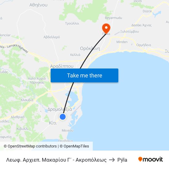 Λεωφ. Αρχιεπ. Μακαρίου Γ´ - Ακροπόλεως to Pýla map