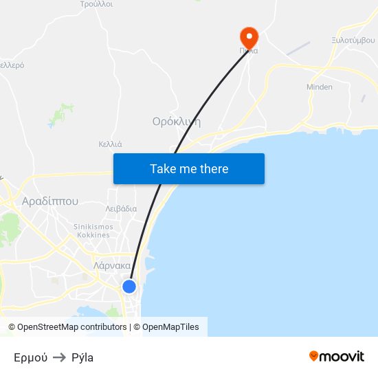 Ερμού to Pýla map