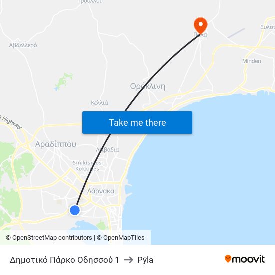 Δημοτικό Πάρκο Οδησσού 1 to Pýla map