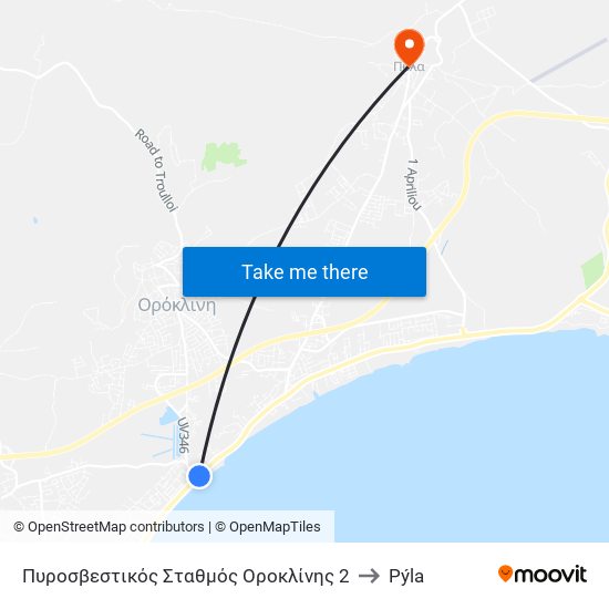 Πυροσβεστικός Σταθμός Οροκλίνης 2 to Pýla map