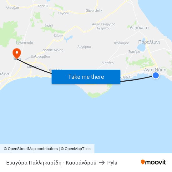 Ευαγόρα Παλληκαρίδη - Κασσάνδρου to Pýla map