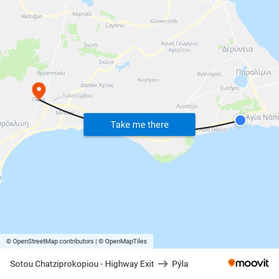 Sotou Chatziprokopiou - Highway Exit to Pýla map